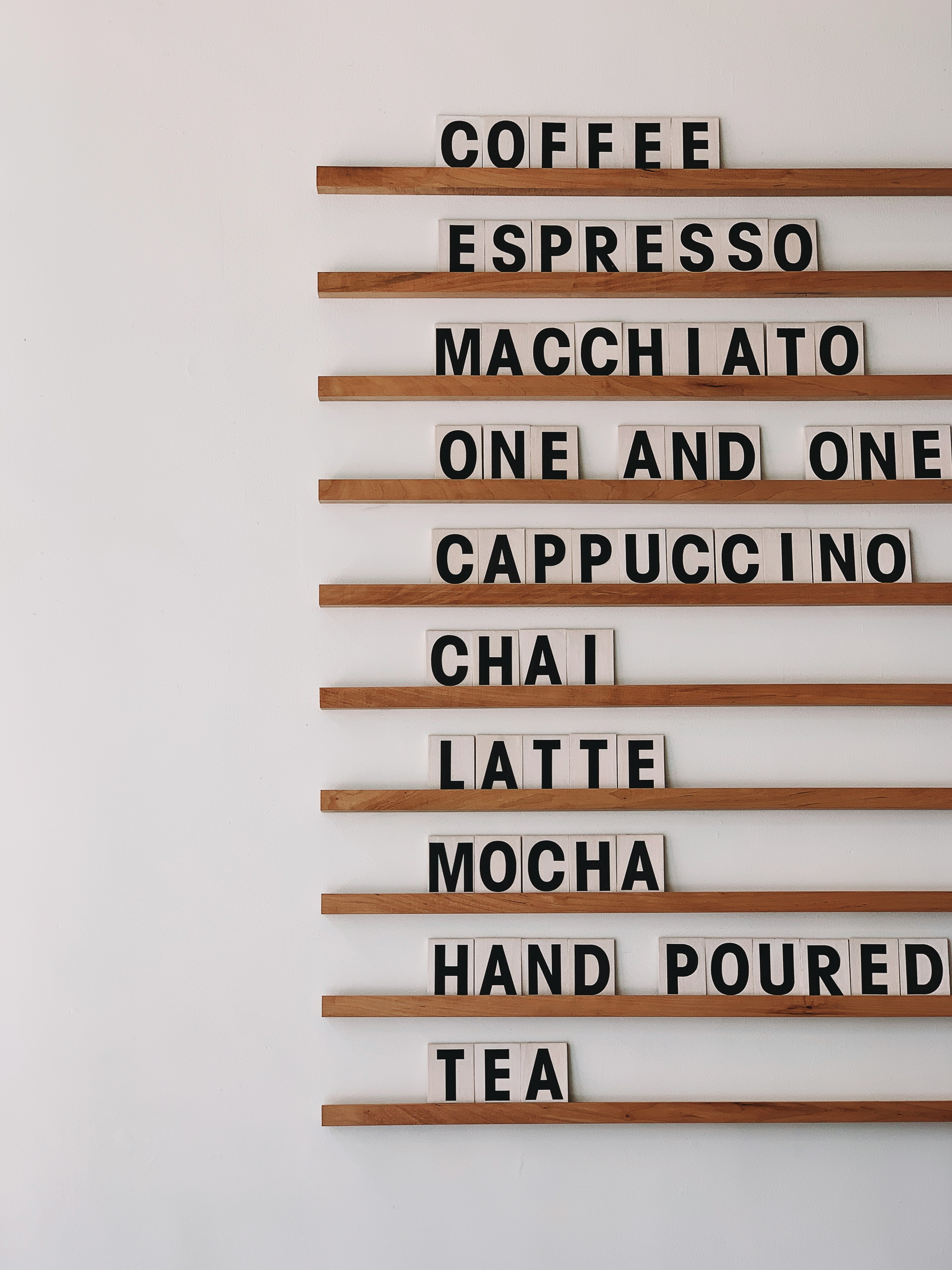 Coffee menu
